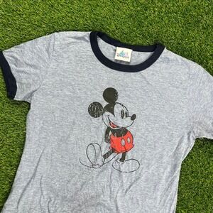 Vintage Disneyland Mickey Mouse Ringer‎ T-Shirt Made in USA Size XL
